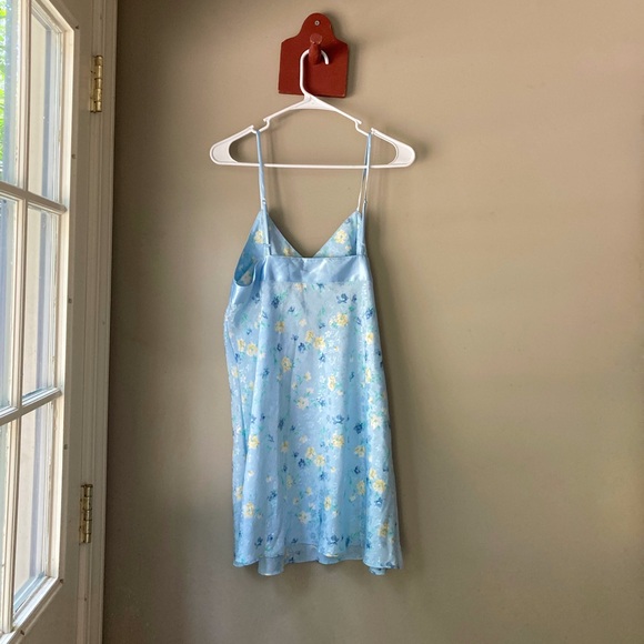 Vintage Cacique Lingerie Blue & Yellow Floral Slip Nightgown L NWT - Picture 4 of 7